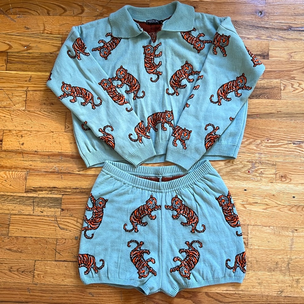 NASTY GAL Knit Tiger Set in S